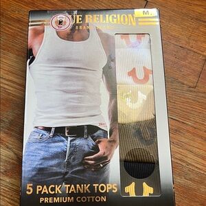 True Religion Men's Tank Tops Pack - White, Cream, Brown, Black, Blue
